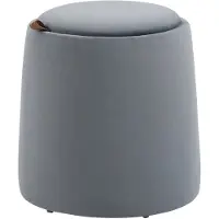 MODFU Storage Footstool Polyester Grau mit Stauraum und Wendedeckel, rund, Ø44x47,5 cm