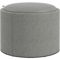 MODFU Storage Footstool MDF Grau Ø56x42 cm mit Klappdeckel, Stauraum und gepolsterter Oberseite