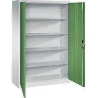 C+P CP-Möbel Werkzeugschrank 8931-00, aus Metall, grau / grün, mit 4 Fachböden, abschließbar, 120 x 195 x 50 cm