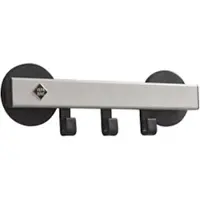 Proregal Magnetische Wandgarderobe mit 3 Haken | HxBxT 10,5x33x3,3cm | Grau / Schwarz