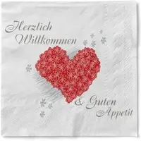 Sovie HORECA Serviette Herzlich Willkommen in Weiß aus Tissue 33 x 33 cm, 100 Stück