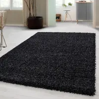 Carpetsale24 Teppich Hochflor Einfarbig Flauschiger Langflor Shaggy Flokati Wohnzimmerteppich, Anthrazit, 200 x 290 cm