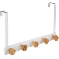 Wellhome Exclusive S - Bambus-Kleiderständer mit 5 weißen Haken 33x20x8,2 cm
