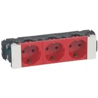 Legrand 077243 Mosaic 3-fach Schutzkontakt-Steckdose 45°, Snap-On, EBS Farbe: Rot