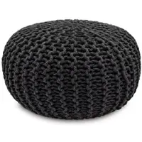 Amagohome Sitzpouf Strickhocker Pouf Ø45 H30cm Bodenkissen Indoor Baumwolle nachhaltig recycelt : steingrau