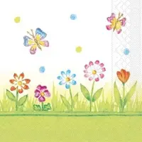 Mank Serviette Tissue - Design Insa, 33 x 33 cm, 100 Stück - Sommerwiese Blumen Floral