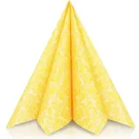 Mank Airlaid Serviette Ornaments in Gelb, 40 x 40 cm, 50 Stück