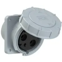 Pce 443-1fe CEE-Anbausteckdose schräg (114x114) 125A 3p 1h IP67 POWER TWIST 4431fe