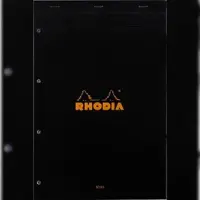 Rhodia 5x Gehefteter Notizblock No.20 A4+, 80 Blatt Seyès französische Lineatur 80g, 4-fach gelocht - Schwarz 201009C