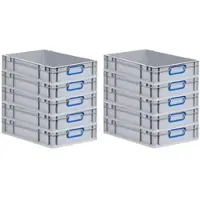Proregal Spar Set 10x Eurobox Nextgen Color HxBxT 12 x 40 x 60 cm 23 Liter Griffe Blau Geschlossen Glatter Boden Eurobehälter Transportbox