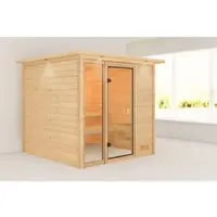 Karibu Sauna »Pedeli«, BxTxH: 224 x 210 x 191 cm, ohne Ofen , für 3 Personen - beige