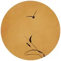 Wallart K&L Wall Art Vliestapete »Runde Vliestapete«, Kubistika Gold Himmel Vintage, mehrfarbig, matt - bunt