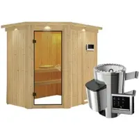 Karibu Sauna »Wenden«, inkl. 3.6 kW Saunaofen mit externer Steuerung, für 3 Personen - beige