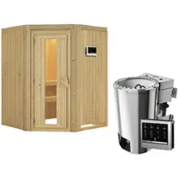 Karibu Sauna »Wolmar«, inkl. 3.6 kW Saunaofen mit externer Steuerung, für 3 Personen - beige