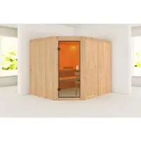 Karibu Sauna »Jewe«, BxTxH: 231 x 196 x 198 cm, ohne Ofen, für 5 Personen - braun