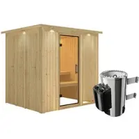 Karibu Sauna »Olai«, inkl. 3.6 kW Saunaofen mit integrierter Steuerung, für 3 Personen - beige