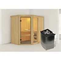 Karibu Sauna »Paide 1«, inkl. 9 kW Saunaofen mit integrierter Steuerung, für 3 Personen - beige