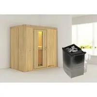 Karibu Sauna »Pärnu«, inkl. 9 kW Saunaofen mit integrierter Steuerung, für 2 Personen - beige