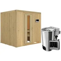 Karibu Sauna »Olai«, inkl. 3.6 kW Saunaofen mit externer Steuerung, für 3 Personen - beige
