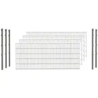 Hadra Doppelstabmattenzaun, silbergrau, 6/5/6 mm, Komplett-Set à 10 m, inkl. Pfosten, Klemmhalter - silberfarben