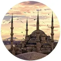 Wallart K&L Wall Art Vliestapete »Runde Vliestapete«, Sultan Ahmed Blaue Moschee, mehrfarbig, matt - bunt