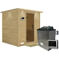 Karibu Sauna »Sindi«, inkl. 9 kW Saunaofen mit externer Steuerung, für 4 Personen - beige