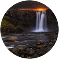 Wallart K&L Wall Art Vliestapete »Runde Vliestapete«, Cuadrado Wasserfall Natur, mehrfarbig, matt - bunt