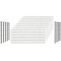Hadra Doppelstabmattenzaun, silbergrau, 8/6/8 mm, Komplett-Set à 20 m, inkl. Pfosten, Klemmhalter - silberfarben