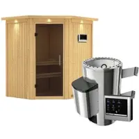 Karibu Sauna »Tuckum«, inkl. 3.6 kW Saunaofen mit externer Steuerung, für 3 Personen - beige