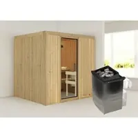Karibu Sauna »Rakvere«, inkl. 9 kW Saunaofen mit integrierter Steuerung, für 3 Personen - beige