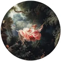 Wallart K&L Wall Art Vliestapete »Runde Vliestapete«, Fragonard Kunstdruck Die Schaukel, mehrfarbig, matt - bunt