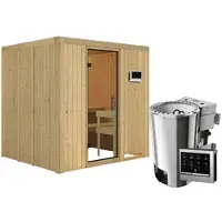 Karibu Sauna »Olai«, inkl. 3.6 kW Saunaofen mit externer Steuerung, für 3 Personen - beige