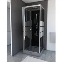 Marwell Komplettdusche 80x80x225 cm – Fertigdusche mit Fronteinstieg, Sicherheitsglas, inkl. Duschwanne & Armatur