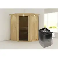 Karibu Sauna »Tartu«, inkl. 9 kW Saunaofen mit integrierter Steuerung, für 3 Personen - beige