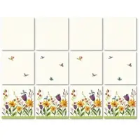Wallart K&L Wall Art Fliesenaufkleber »Blumenwiese mit Vögeln«, selbstklebend