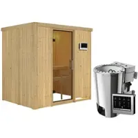 Karibu Sauna »Kircholm«, inkl. 3.6 kW Saunaofen mit externer Steuerung, für 3 Personen - beige