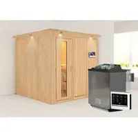 Karibu Sauna »Valga«, inkl. 9 kW Bio-Kombi-Saunaofen mit externer Steuerung, für 4 Personen - beige