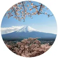 Wallart K&L Wall Art Vliestapete »Runde Vliestapete«, Colombo Mount Fuji Japan, mehrfarbig, matt - bunt