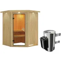 Karibu Sauna »Wolmar«, inkl. 3.6 kW Saunaofen mit integrierter Steuerung, für 3 Personen - beige