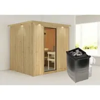 Karibu Sauna »Rakvere«, inkl. 9 kW Saunaofen mit integrierter Steuerung, für 3 Personen - beige