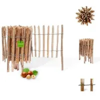 Floranica Staketenzaun, mit Pfosten Haselnuss 50 cm hoch x lfm Lattenabstand 4-6 cm - braun