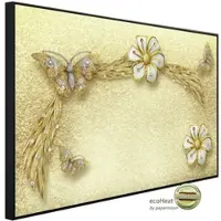 Papermoon Infrarotheizung »EcoHeat - Muster Blumen gold weiss«, Matt-Effekt - bunt