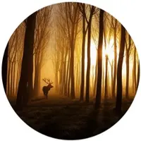 Wallart K&L Wall Art Vliestapete »Runde Vliestapete«, Hisch Wald Waldtiere Tiere, mehrfarbig, matt - bunt