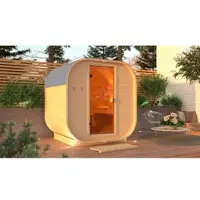 Karibu Fasssauna »Loksa«, BxTxH: 225 x 175 x 229 cm, 9 kW Ofen mit externe Steuerung, für 3 Personen - braun