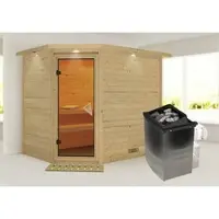 Karibu Sauna »Kärdla«, inkl. 9 kW Saunaofen mit integrierter Steuerung, für 4 Personen - beige