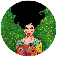 Wallart K&L Wall Art Vliestapete »Runde Vliestapete«, Hülya Sommer Frau bunte, mehrfarbig, matt