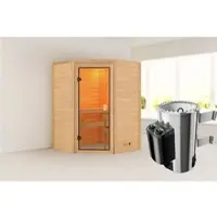 Karibu Sauna »Reval«, BxTxH: 145 x 145 x 187 cm, 3,6 kW Ofen mit interne Steuerung , für 2 Personen - beige