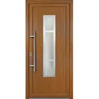 KM Meeth Kunststoff-Haustür »Signum Exklusiv«, satiniertes Glas, golden oak, nach Innen öffnend, ohne Türgriff - goldfarben