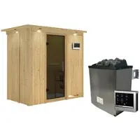Karibu Sauna »Pärnu«, inkl. 9 kW Saunaofen mit externer Steuerung, für 2 Personen - beige