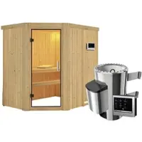 Karibu Sauna »Wenden«, inkl. 3.6 kW Saunaofen mit externer Steuerung, für 3 Personen - beige